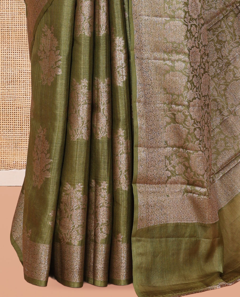 Green Tussar Silk Saree