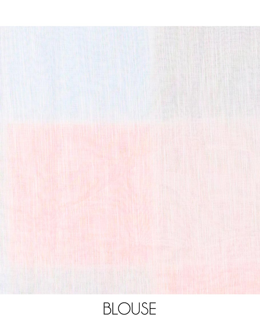 Borderless Multi-color Linen Cotton Saree, Accentuated with Big Colorful Solid Checks On Its Body, Self-Pallu of Tassels, and Paired with a Contrast Plain Blouse