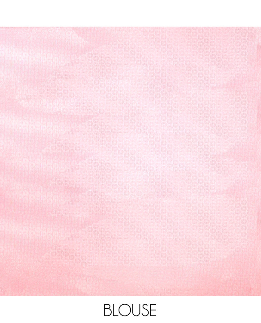 Pink Kanchi Silk Saree, Embellished with Checked Design on Its Body, Highlighted by a Self-Border of Diamond Patterns, Pallu Steeped with Buttas, and Paired with a Matching Blouse