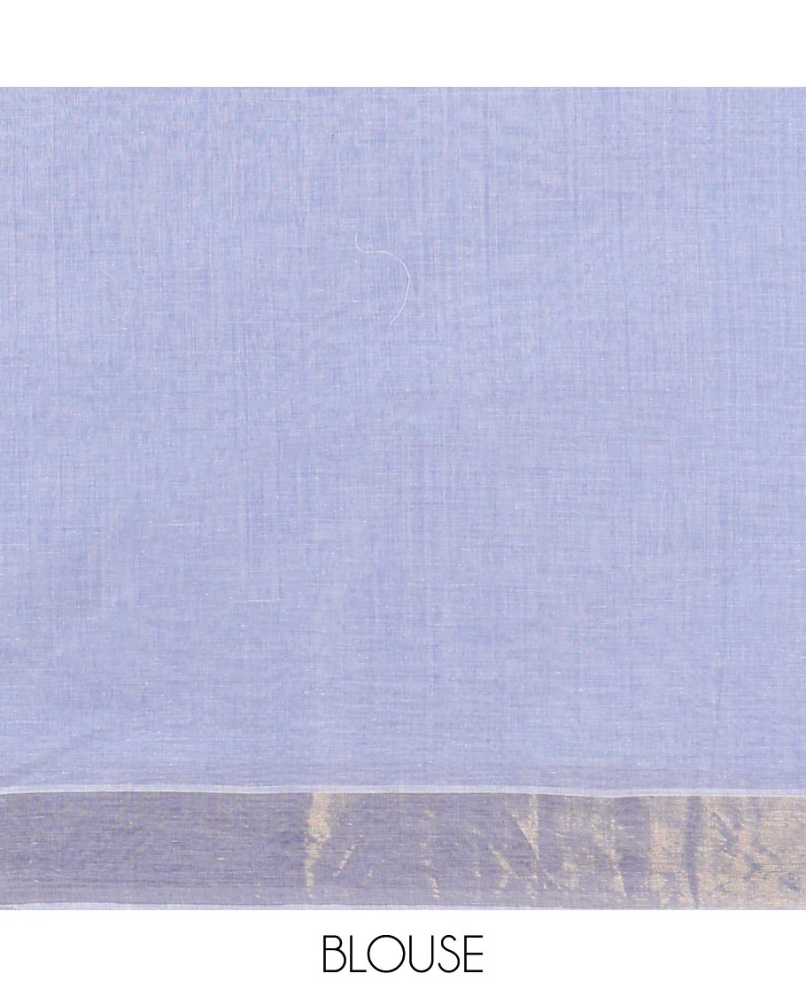 Sandal striped jute cotton saree, self-border & striped pallu