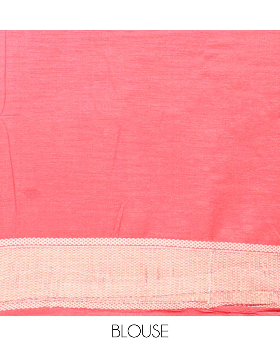 Red floral motifs mushru silk saree with self floral design border & intricate striped design pallu