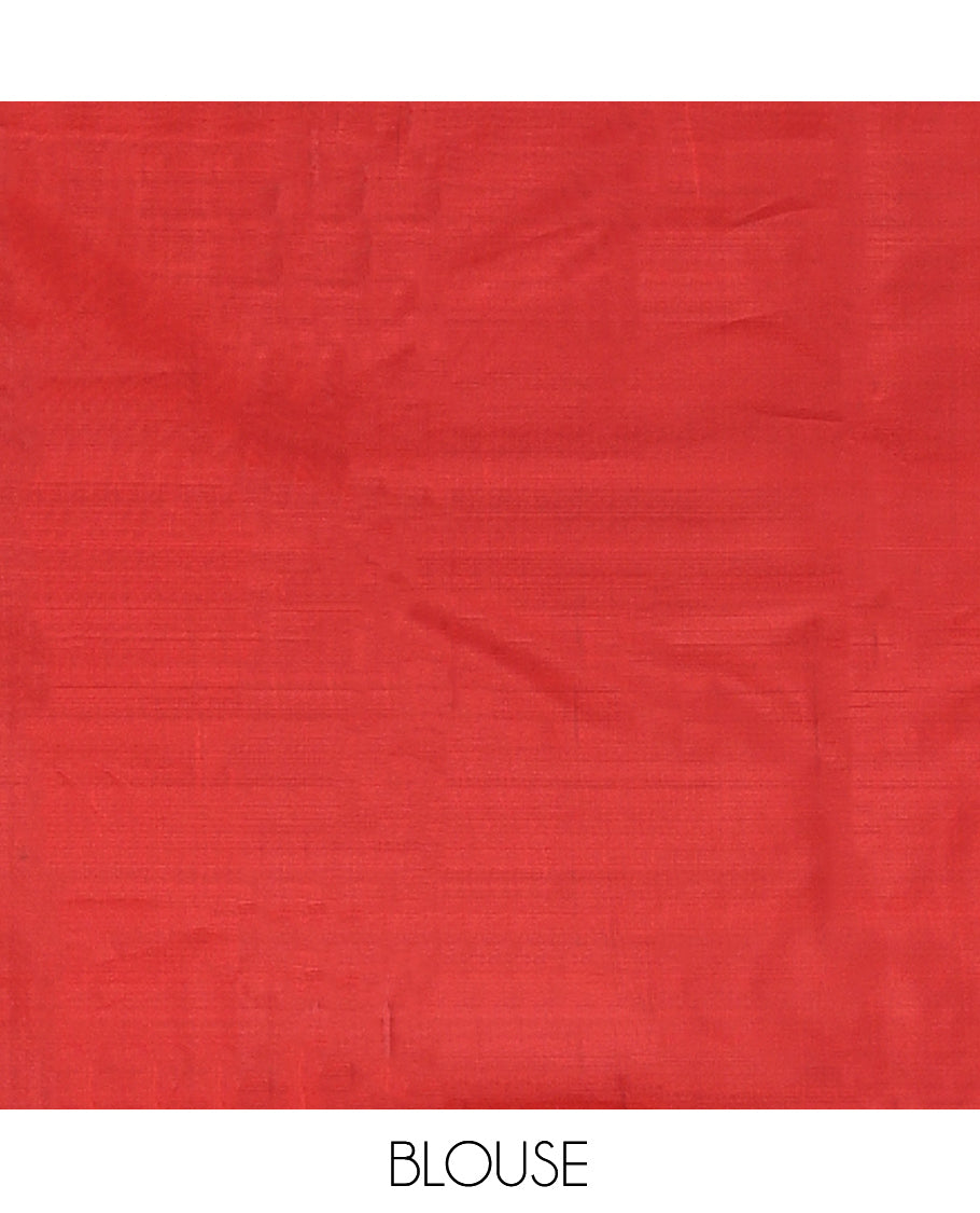 Mustard Mayil-Chakra Buttas Vasundhara Lite Silkmix Saree, a Contrast Bird Border, Jaal Pallu, Contrast Blouse