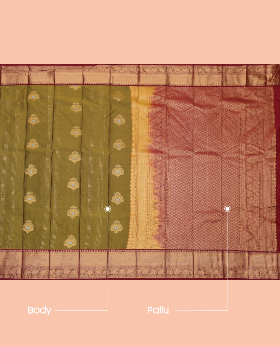 Green Floral Budget Silk Saree