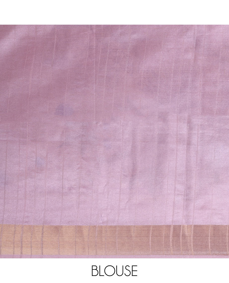 lavender digital print, kadi print tussar silk saree with bhavanji border & floral printed pallu along with plain blouse