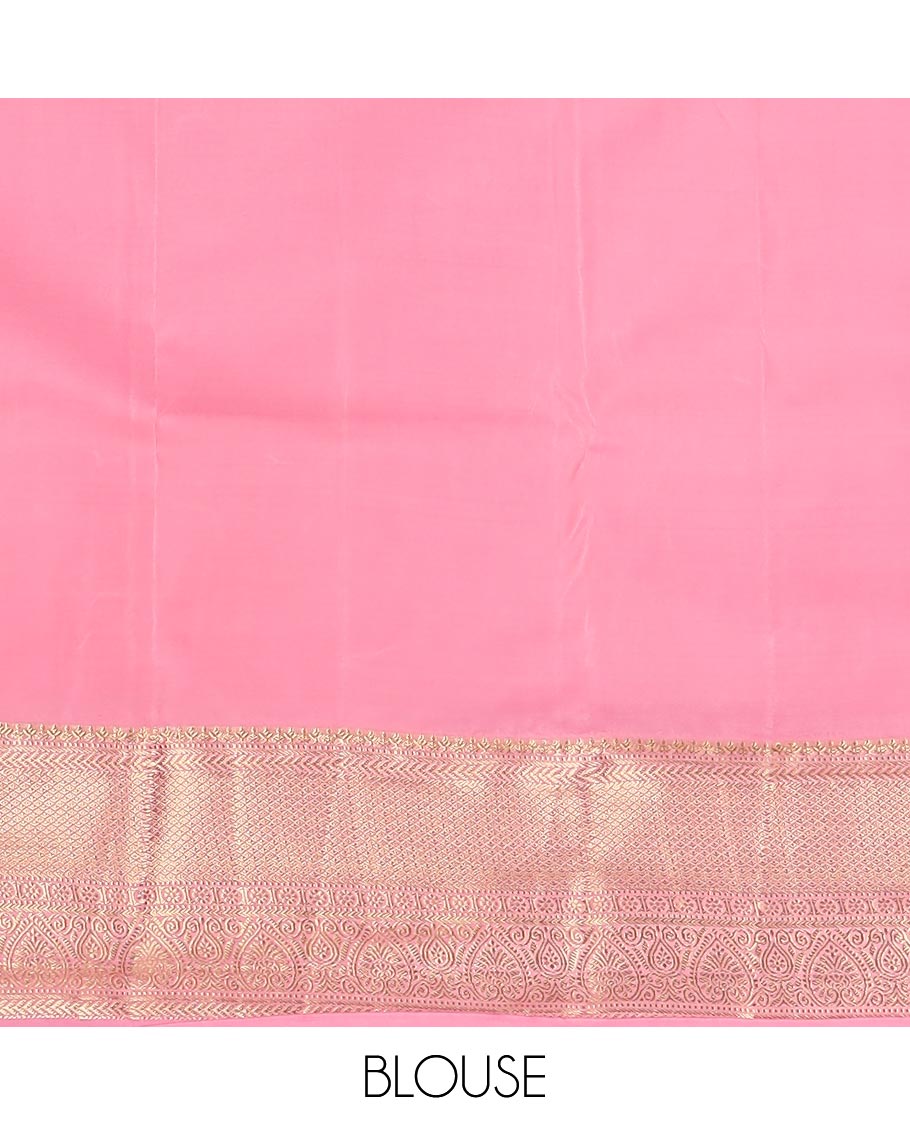 Green chakram jacquard budget silk saree, contrast traditional zari border, and jaal pallu