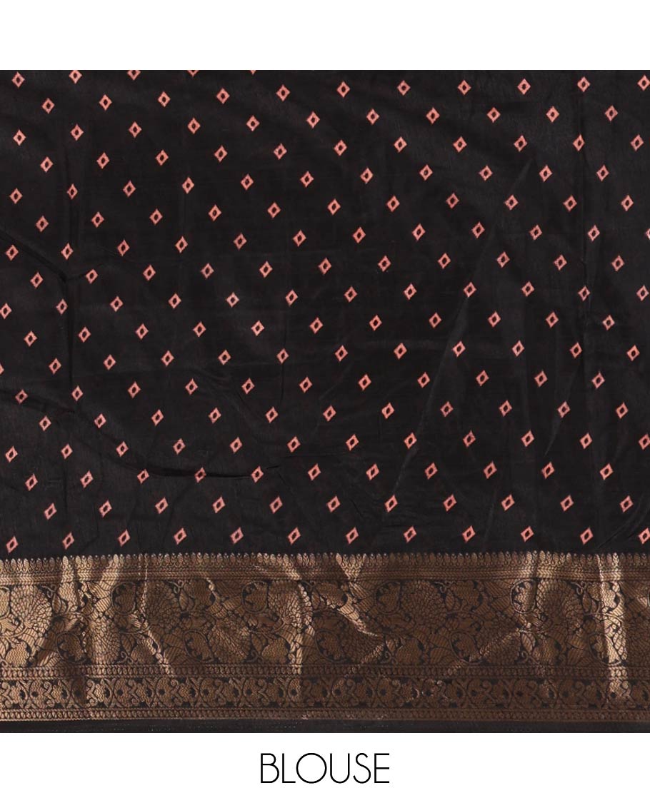 Black-pink kalamkari floral vine & peacock printed Dola silk saree,traditional zari border,kalamkari print pallu & matching blouse of print & zariwork