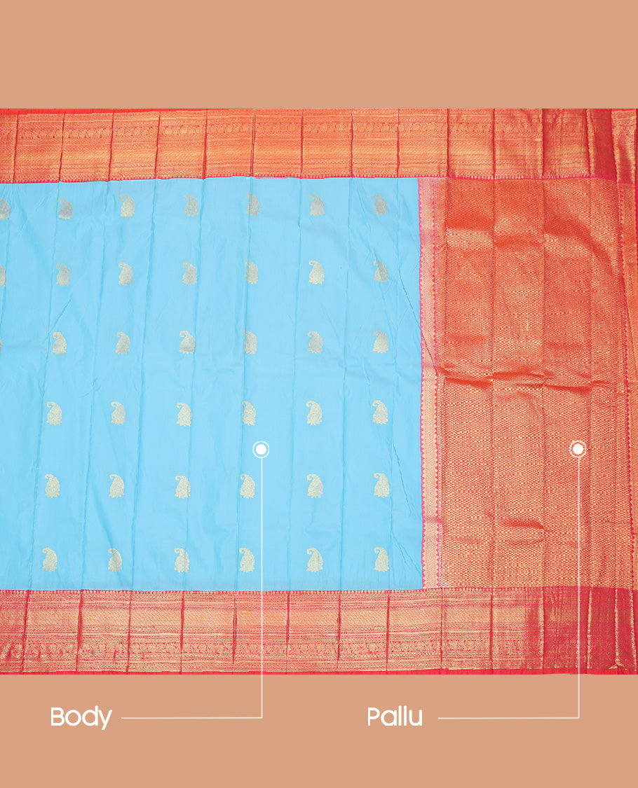 Blue Paisley Buttas Budget Silk Saree