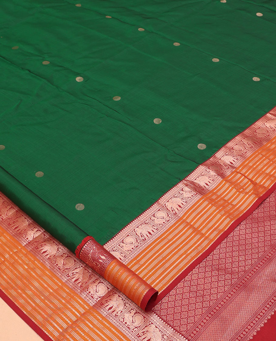 Green-Maroon-Mustard Vasundhara Lite Silk Mix Saree