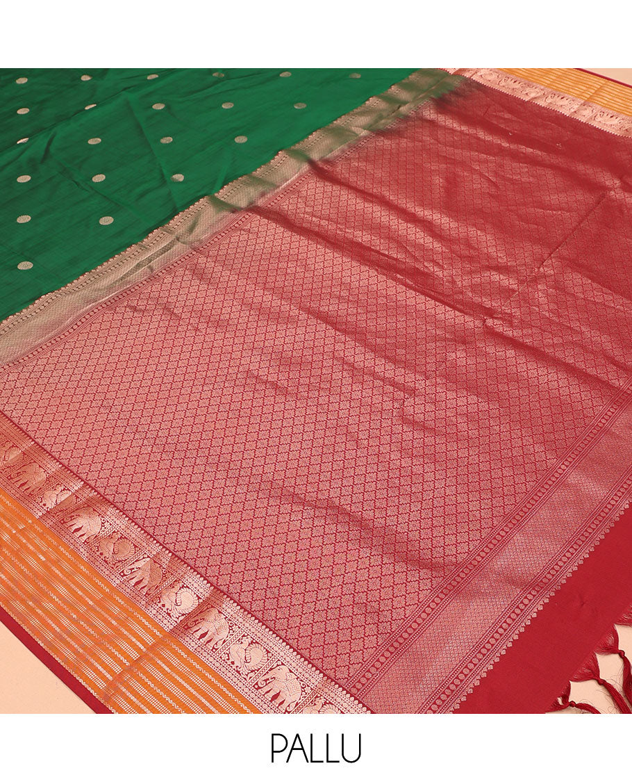 Green-Maroon-Mustard Vasundhara Lite Silk Mix Saree