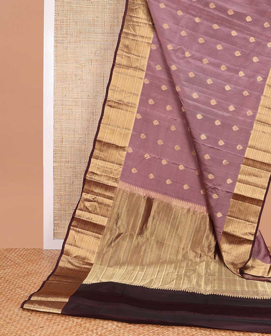 Mauve leaf buttas vasundhara elite silk saree with contrast intricate zari design border & floral design pallu