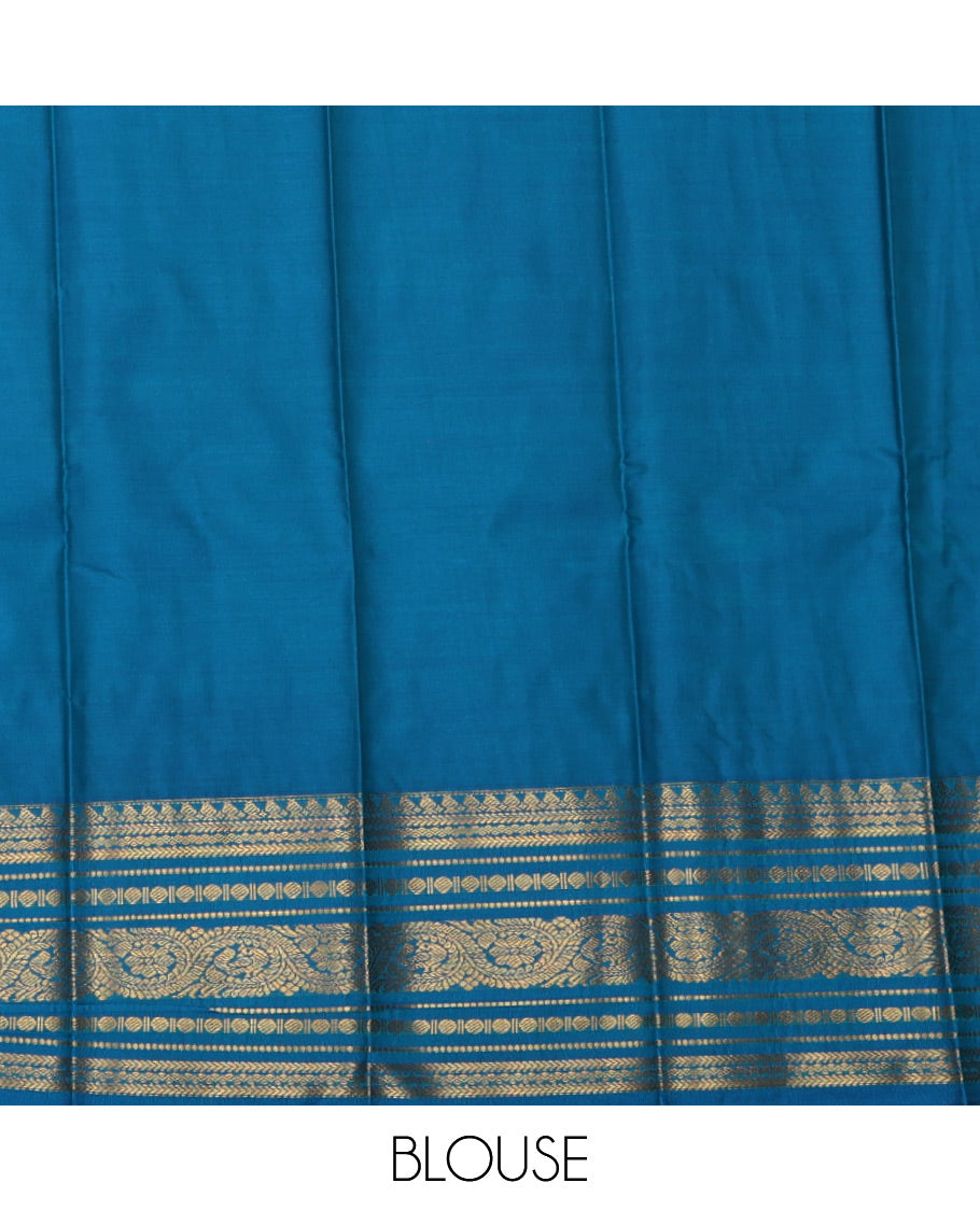 Sandal Budget Silk Saree, Subtly Sparkled with Zari Buttas All Over Its Body, Complemented by a Contrast Traditional Zari Border, Grand Pallu, and Paired with a Contrast Blouse