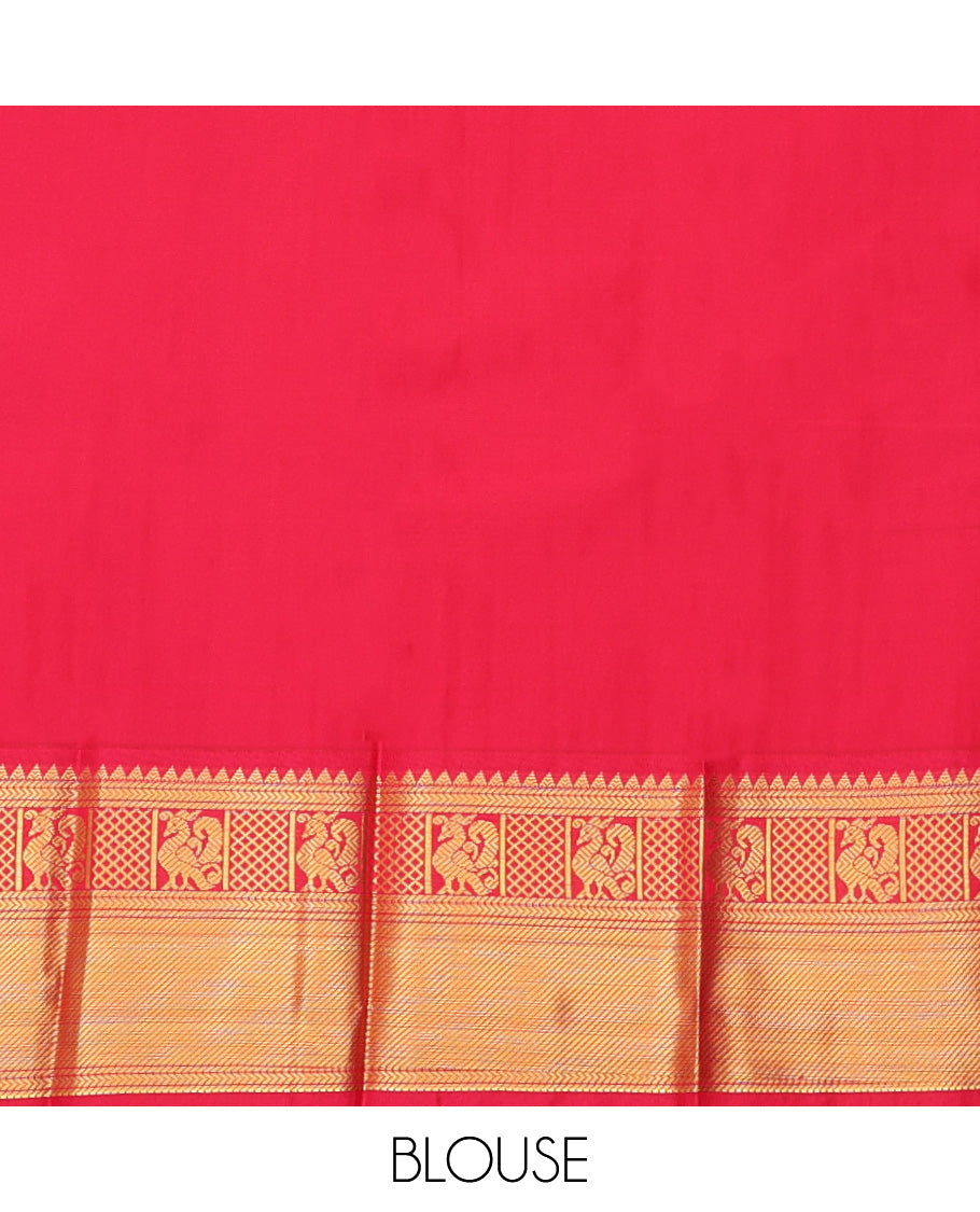 Blue Budget Silk Saree, Woven with Zari Butta Enclosed Checks, a Contrast Traditional Zari Border, Grand Pallu, and a Contrast Blouse