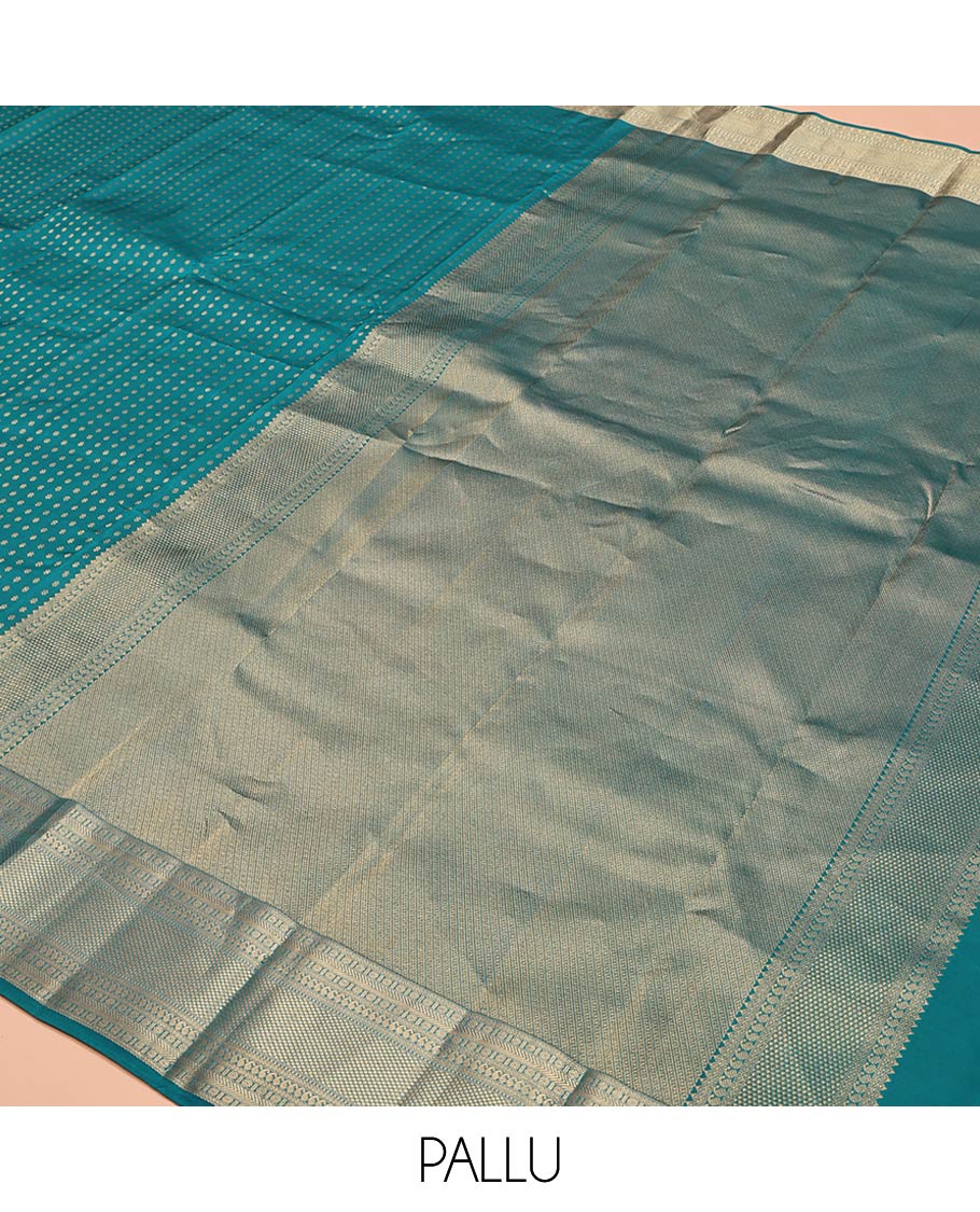 Blue Vasundhara Lite Silk Mix Saree, Embellished with Zari Buttas All Over Its Body, Highlighted by a Zari Border of Rettai Neli, Poun, Banaras, Manga, and Mayil Kann Designs, Grand Pallu, and Paired with a Matching Blouse