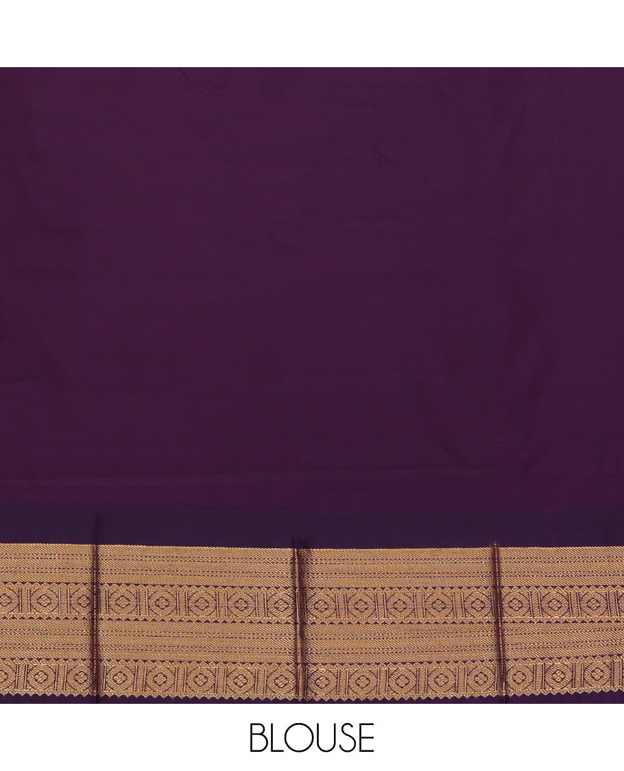Sandal Budget Silk Saree, Woven with Zari Buttas, a Contrast Traditional Zari Border, Jaal Pallu, and a Contrast Blouse