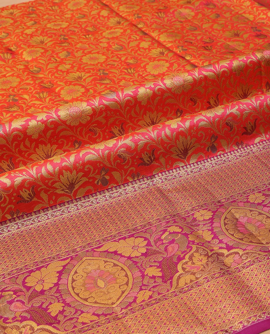 Pink Pure Silk Pavadai Material Set