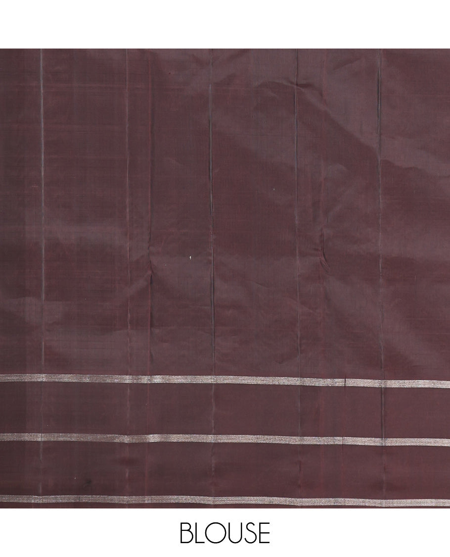 Yellow Checked Kanchipuram Silk Saree, a Contrast Border of Peacock Buttas, Grand Jaal Pallu, and a Contrast Blouse