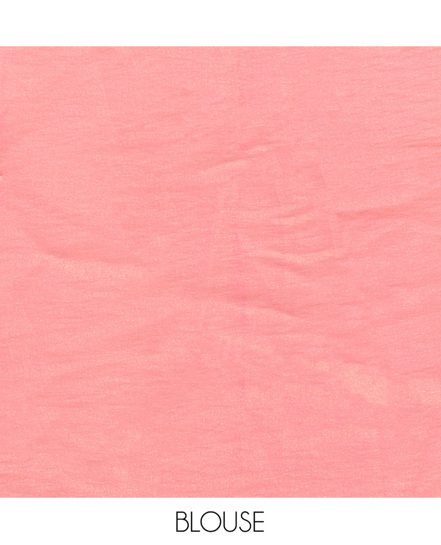 Pink Designer Saree, Creatively Designed with Floral Print and Outline Embroidery On Its Body, Scallop Stone Work Border, and Paired with a Matching Blouse