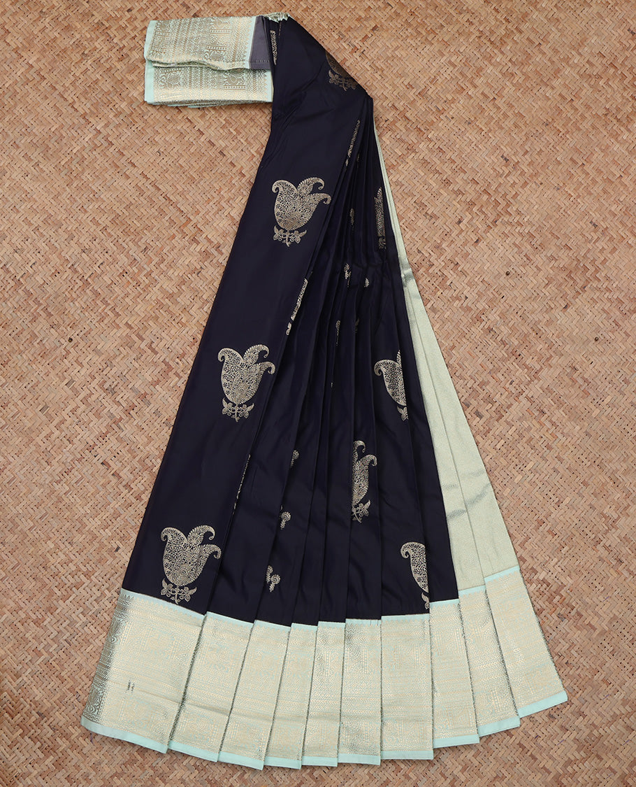 Blue Zari Design Budget Silk Saree