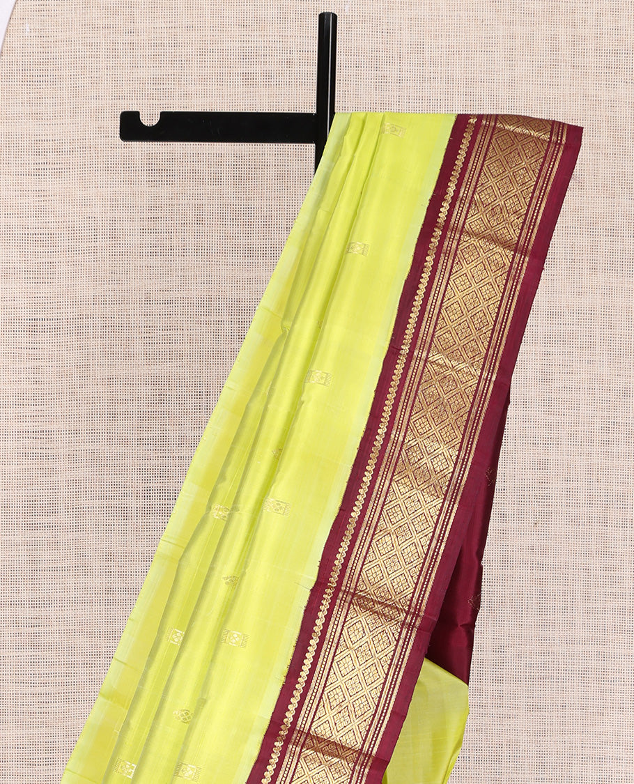 Yellow Zari Butta Kanchipuram Silk Saree