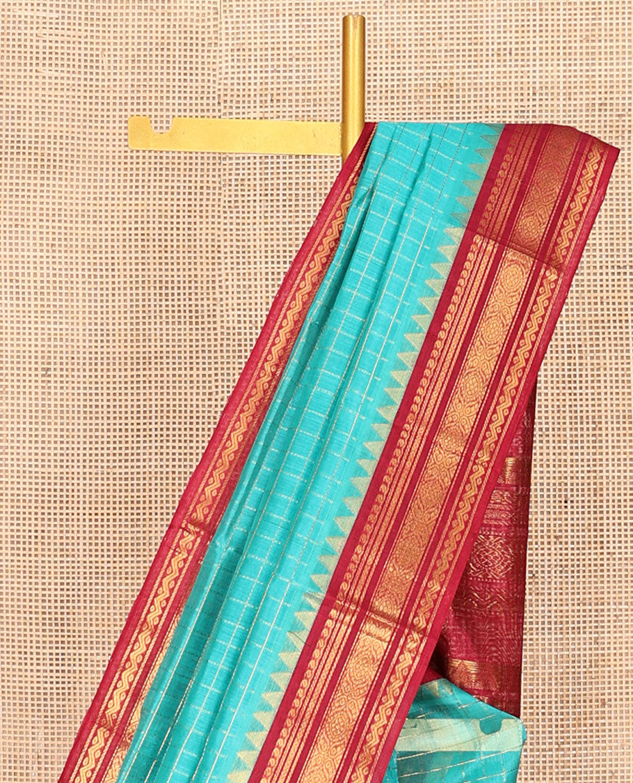 Blue Zari Checks Kuppadam Silk Saree