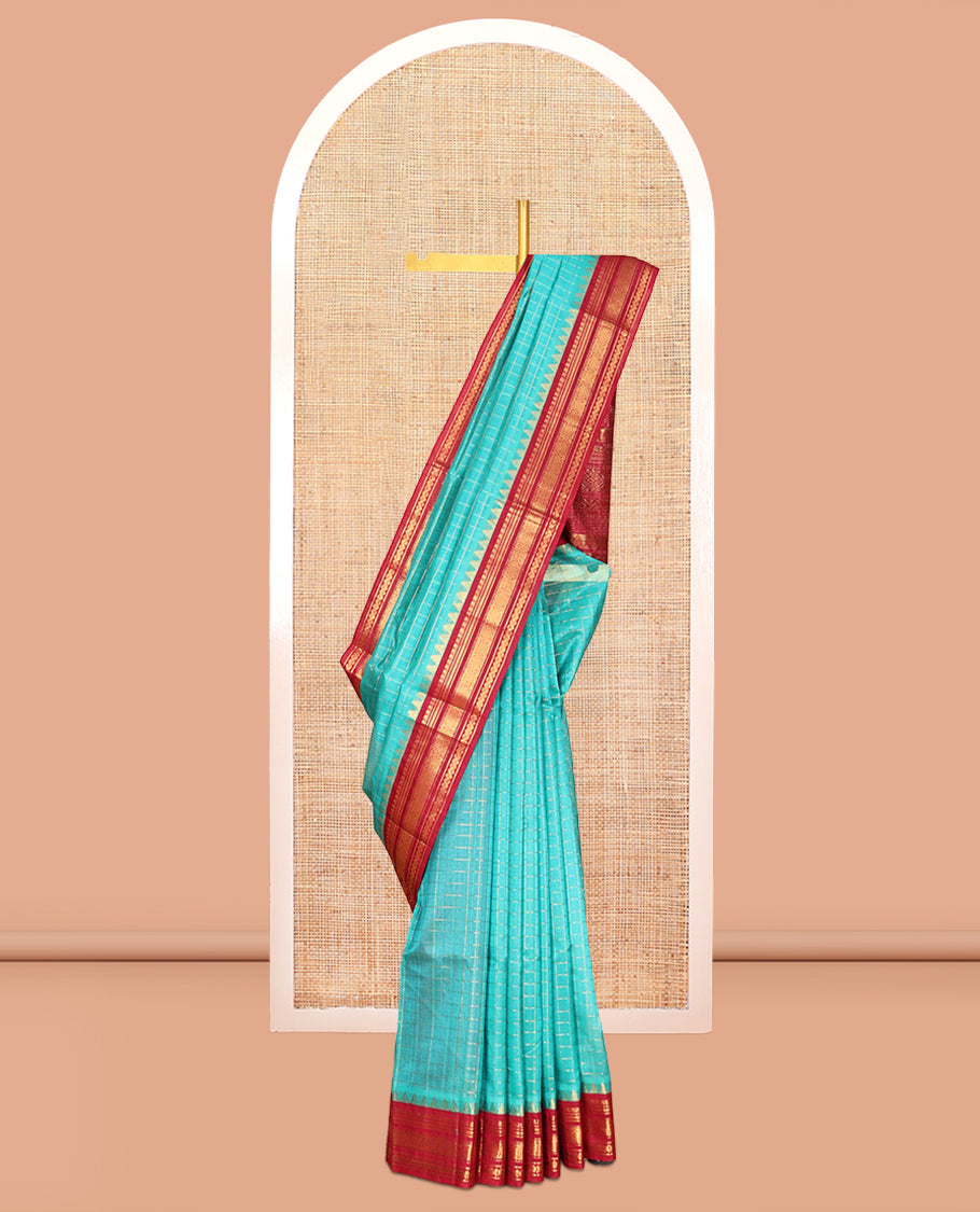 Blue Zari Checks Kuppadam Silk Saree