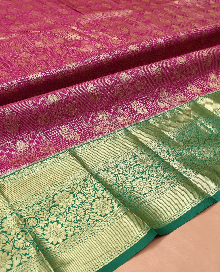 Purple Art Silk Material Half Saree Featuring Jacquard Skirt, a Contrast Traditional Zari Design Border, Contrast Blouse, and an Intricate Dhavani