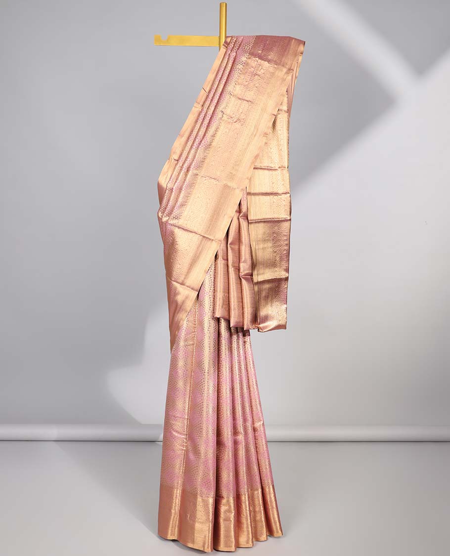 Multi-color geometric design budget silk saree with contrast zari border & striped pallu