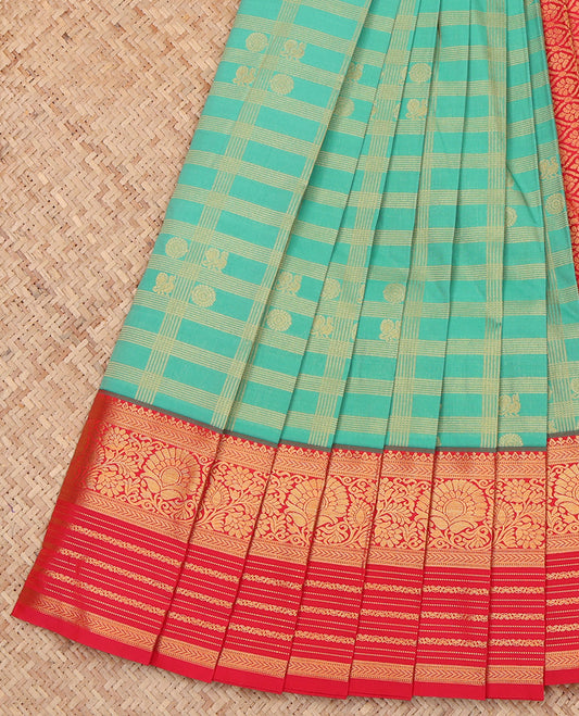 Turquoise Budget Silk Saree