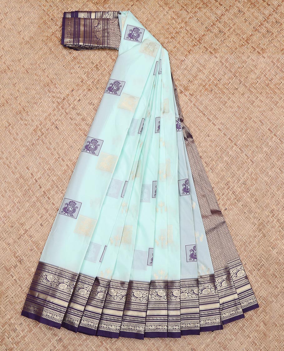 Blue Contrast Budget Silk Saree