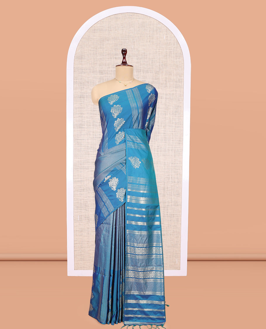 Borderless Blue Budget Silk Saree