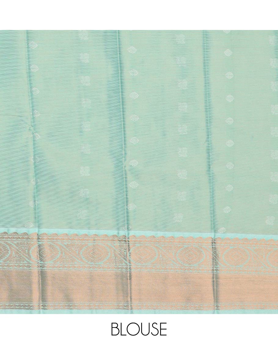 Red striped and peacock chakra buttas gift saree, contrast traditional zari design border, and jaal pallu