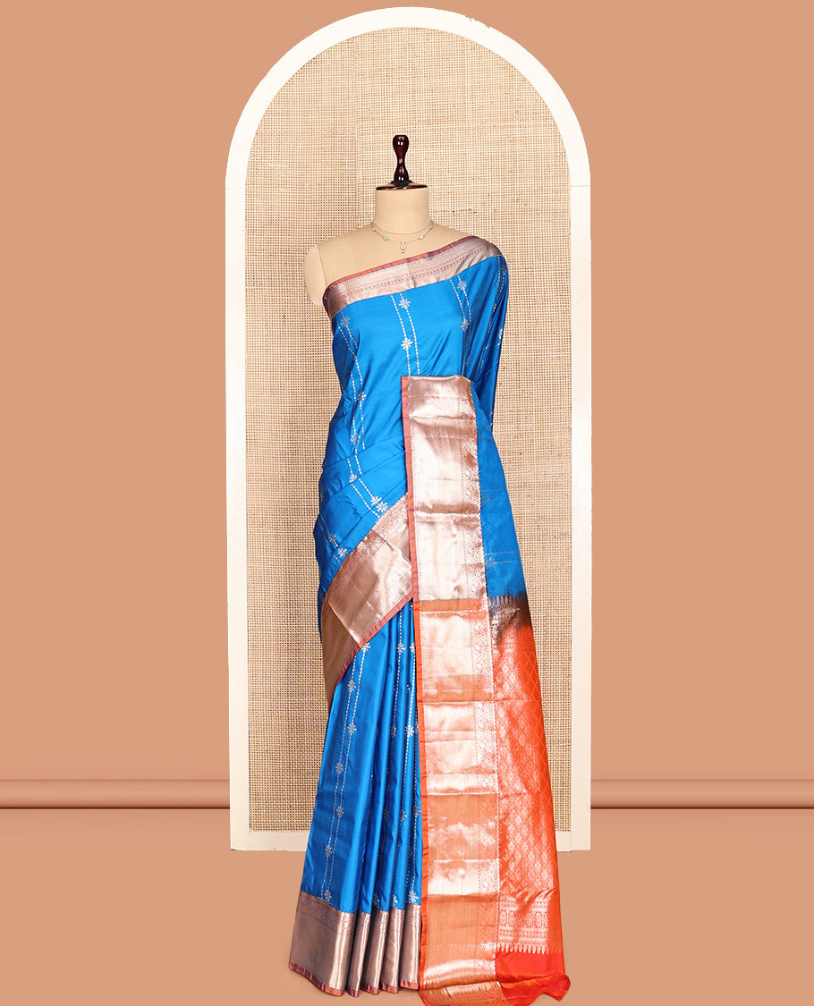 Blue Zari Butta Gift Saree