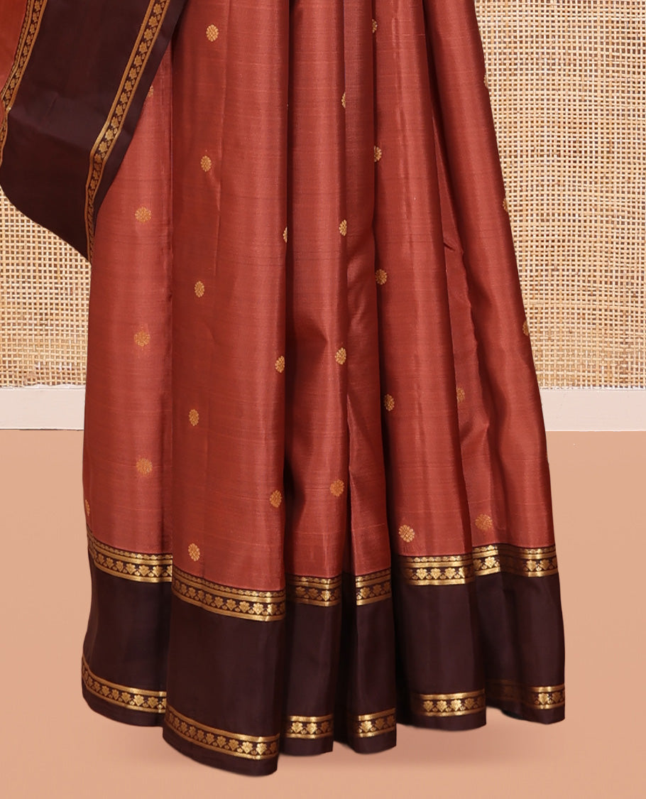 Rust Brown Vasundhara Lite Silk Mix Saree