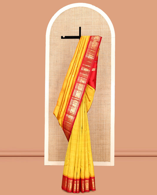 Yellow Kanchipuram Silk Saree