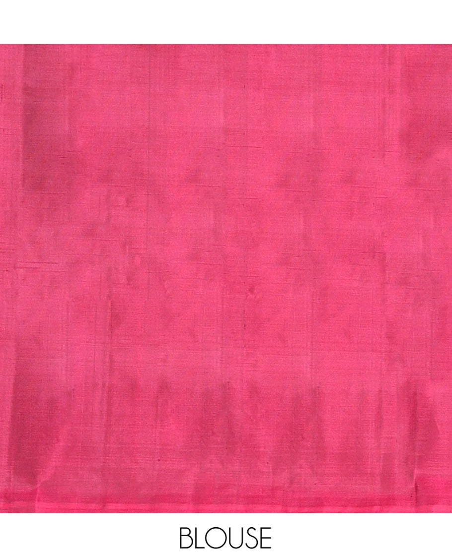 Red Mayuri Soft Silk Saree Subtly Sparkled with Buttas All Over Its Body, Highlighted by Zari Border of Kingfisher Bird Motifs, Pallu Features Geometric Patterns, and Paired with a Matching Blouse