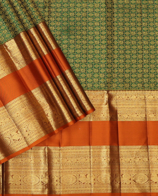 Green Pure Silk Pavadai Material Set