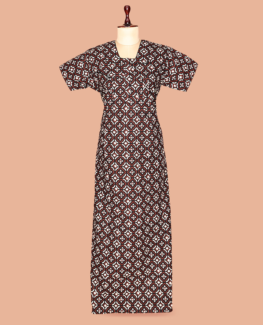 Black Cotton-Blended Nighty