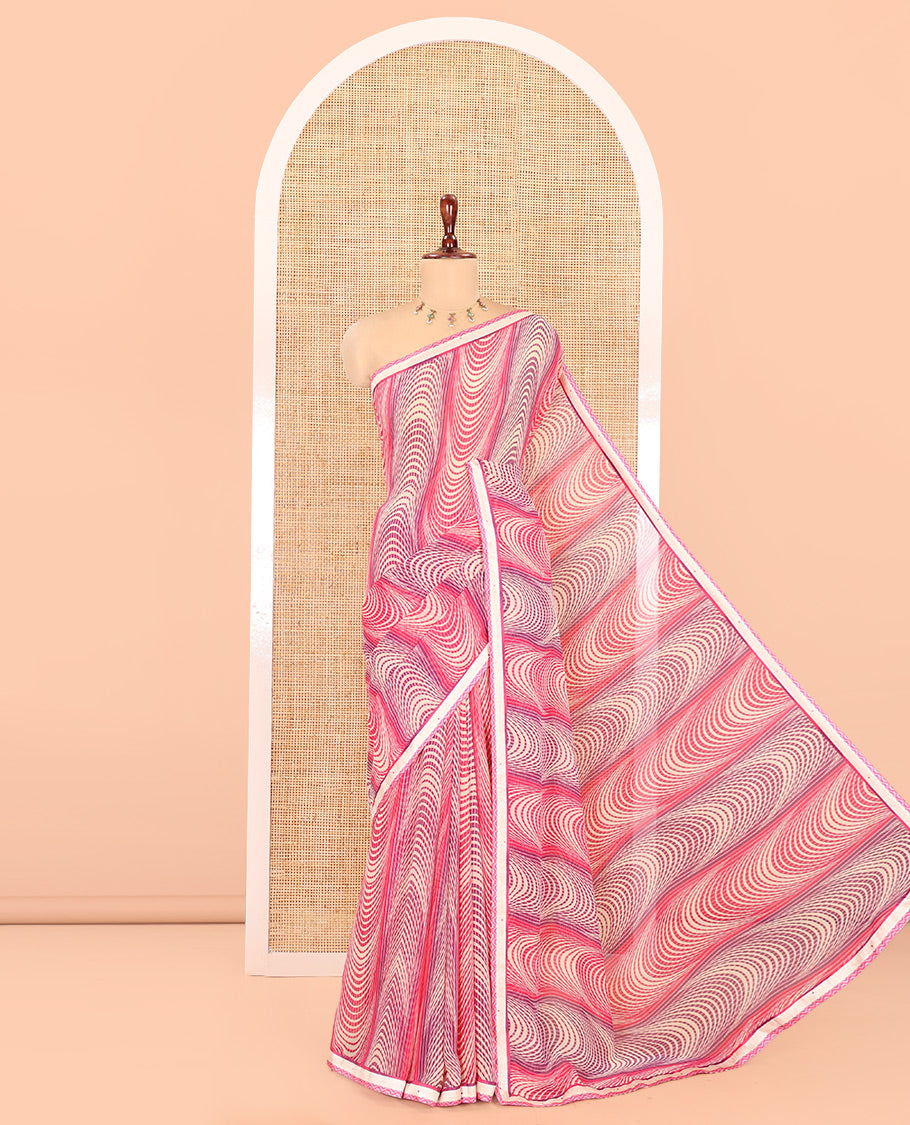 Pink Chiffon Saree
