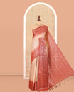 Chikku Buttas Bhagalpur Cotton Saree, Contrast Buttas Border, and a Contrast Blouse