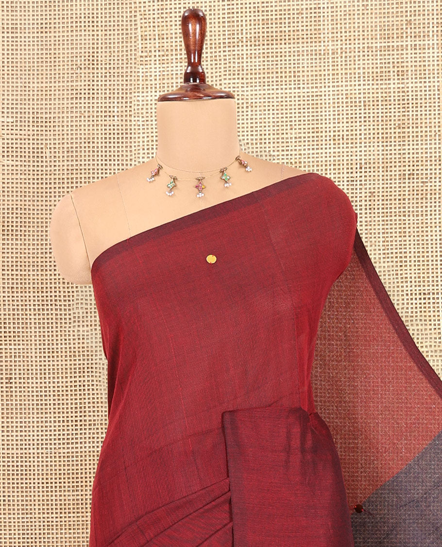 Borderless Red Khadi Cotton Saree