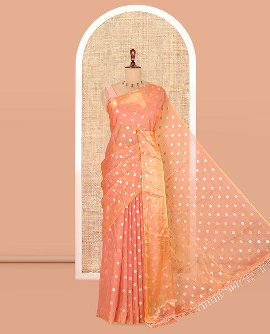 Borderless Dusky Pink Fendy Chiffon Saree