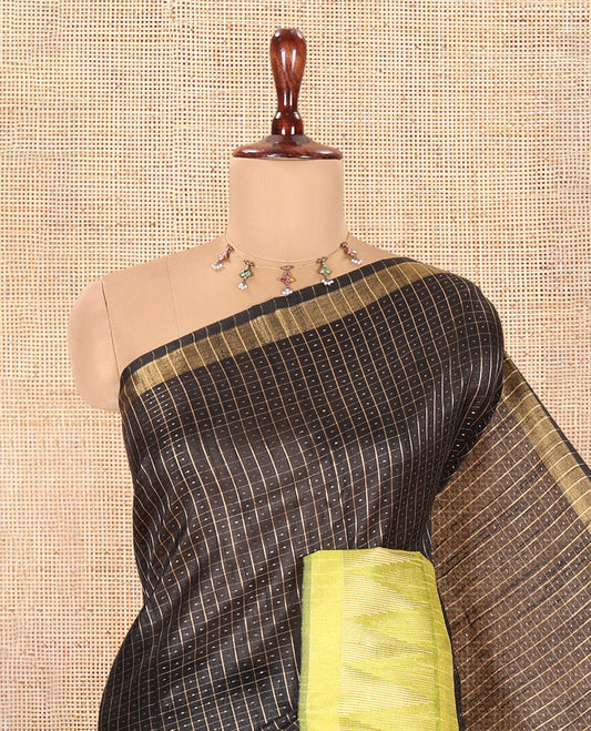 Black Semi-Raw Silk Saree