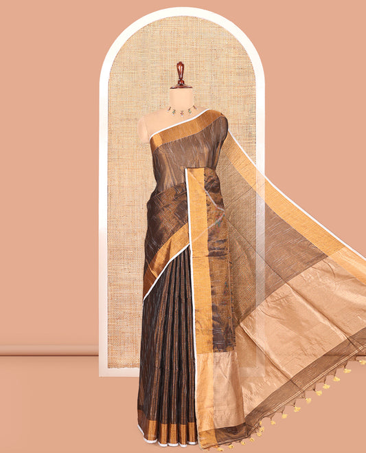 Black Khadi Tissue Saree