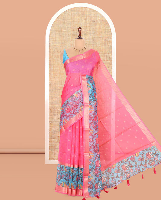 Pink Kota Chex Saree