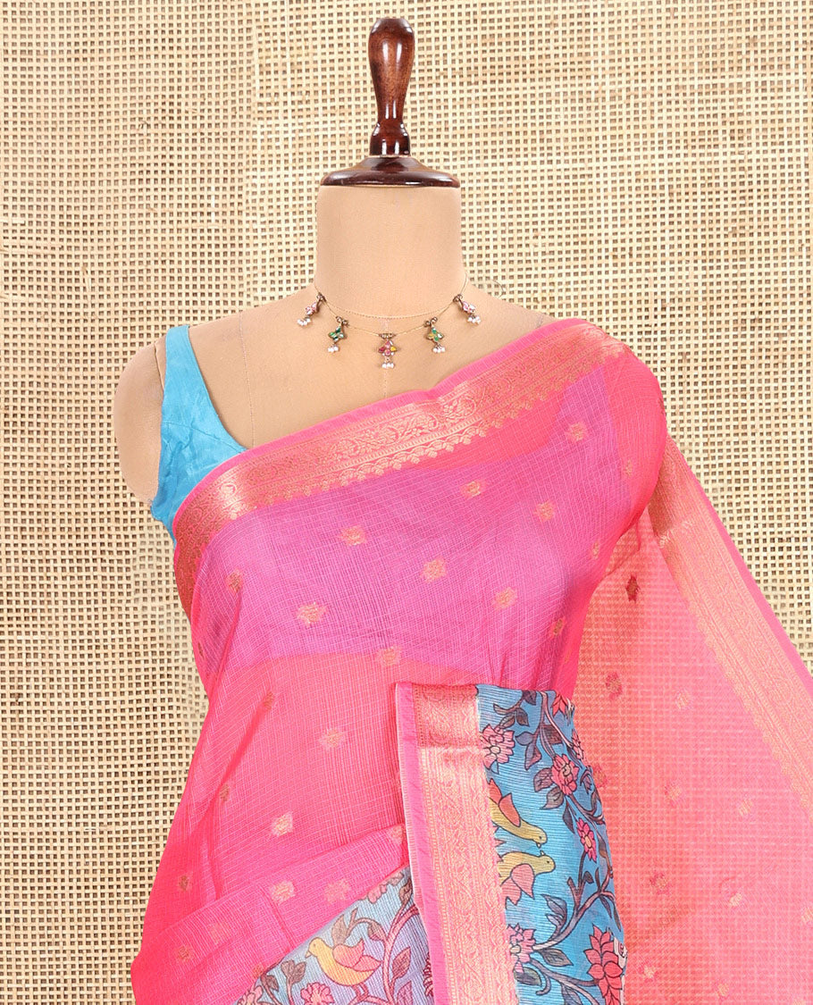 Pink Kota Chex Saree