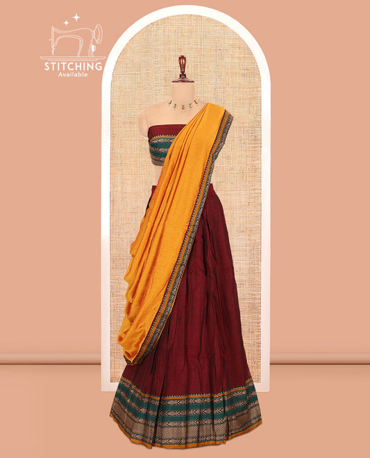 Maroon Mercerised Cotton Half-Saree