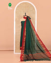 Green Plain Mercerised Cotton Material Churidar Set, Complemented by Contrast Elephant Motifs Woven Zari Border, Comes with a Plain Mercerised Cotton Bottom, and Is Paired with a Matching Mercerised Cotton Dupatta Mirroring the Same Design