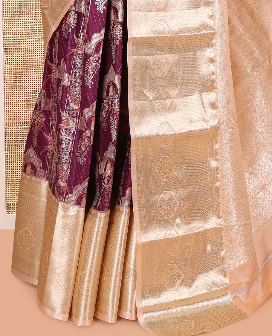 Purple-Peach Budget Silk Saree
