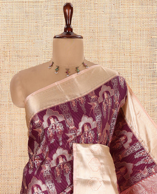 Purple-Peach Budget Silk Saree