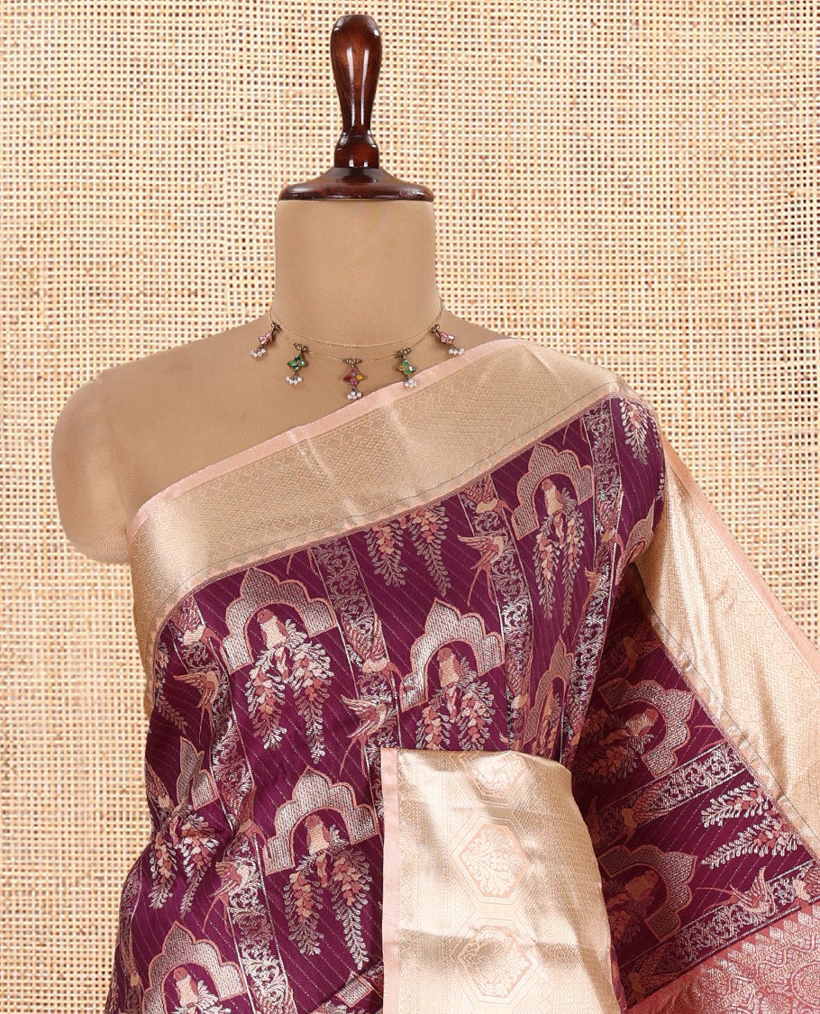 Purple-Peach Budget Silk Saree